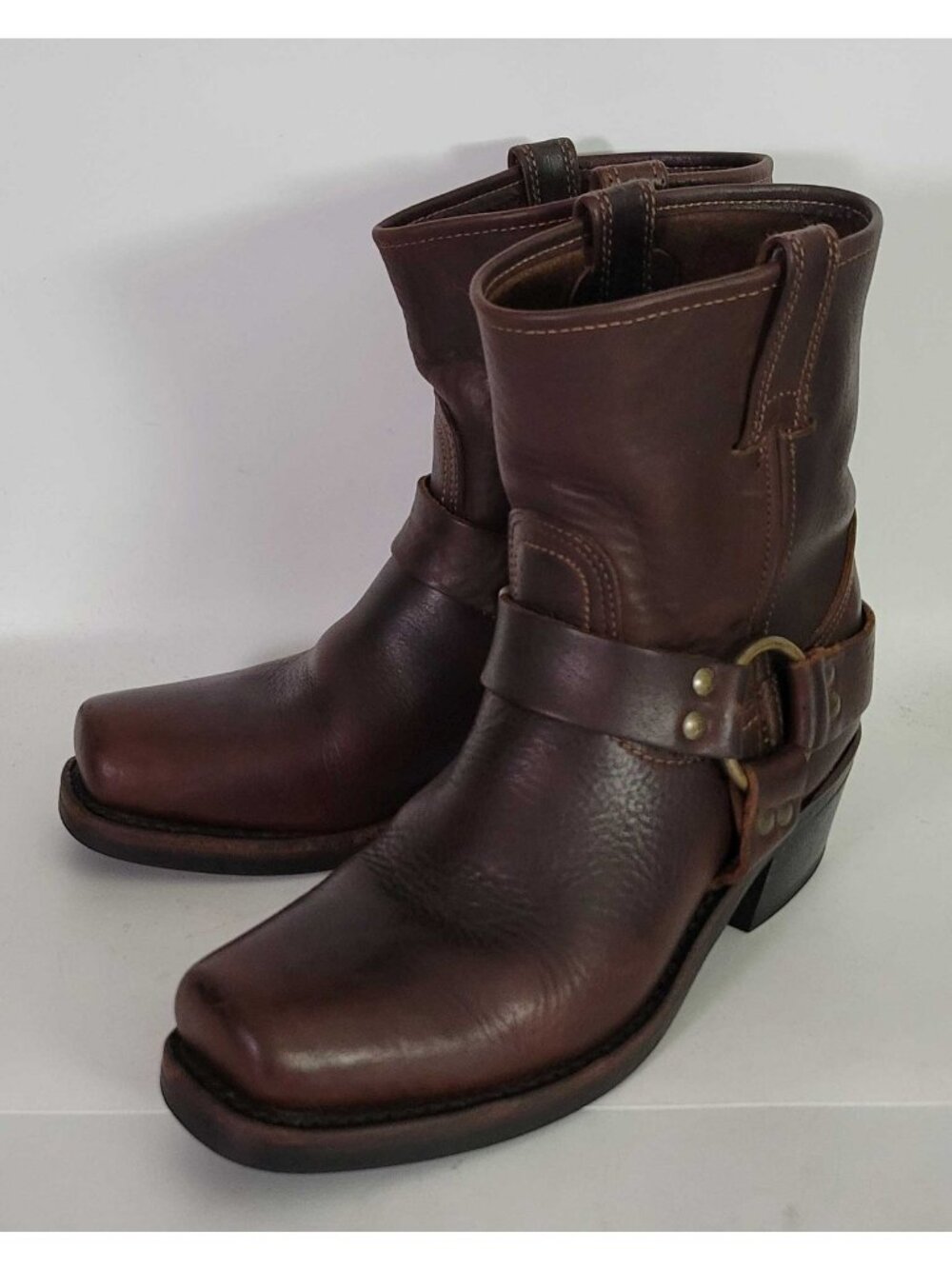 Classic Brown Leather Harness Boots - Women's Size 8.5 - Picture 4 of 10